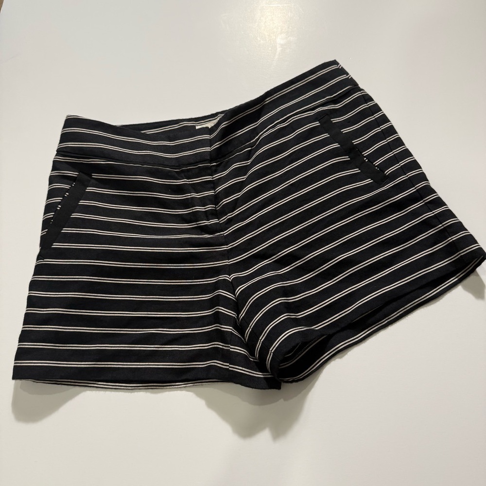 Loft Riviera Black and White Striped Shorts Size 4 Nautical Preppy Resort Vacay